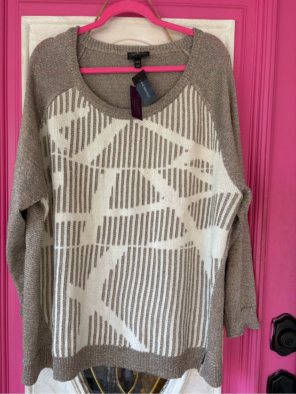 Lauren Ralph Lauren Cream & Taupe Geometric-Print Sweater